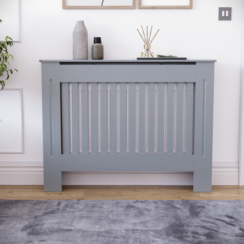 Vida Designs (Medium) Chelsea Radiator Heater Cover Slatted Dark Grey 2