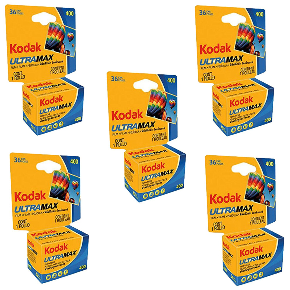 Kodak 603 4078 Ultramax 400 Color Negative Film (Iso 400) 35Mm 36 Exposures Carded 5 Pack 840102175905