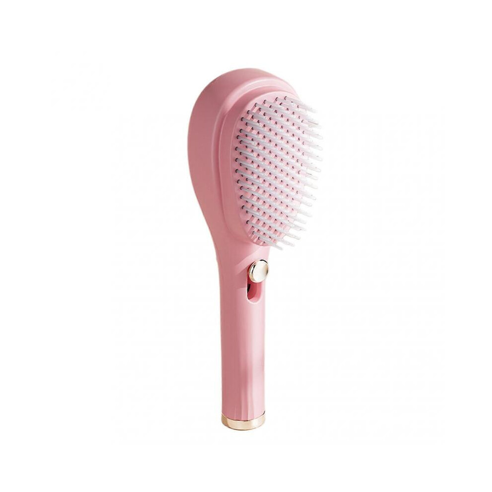 (Pink) Self Cleaning Hair Brush for Women Multifunctional Scalp Massager Combs for Daily Use