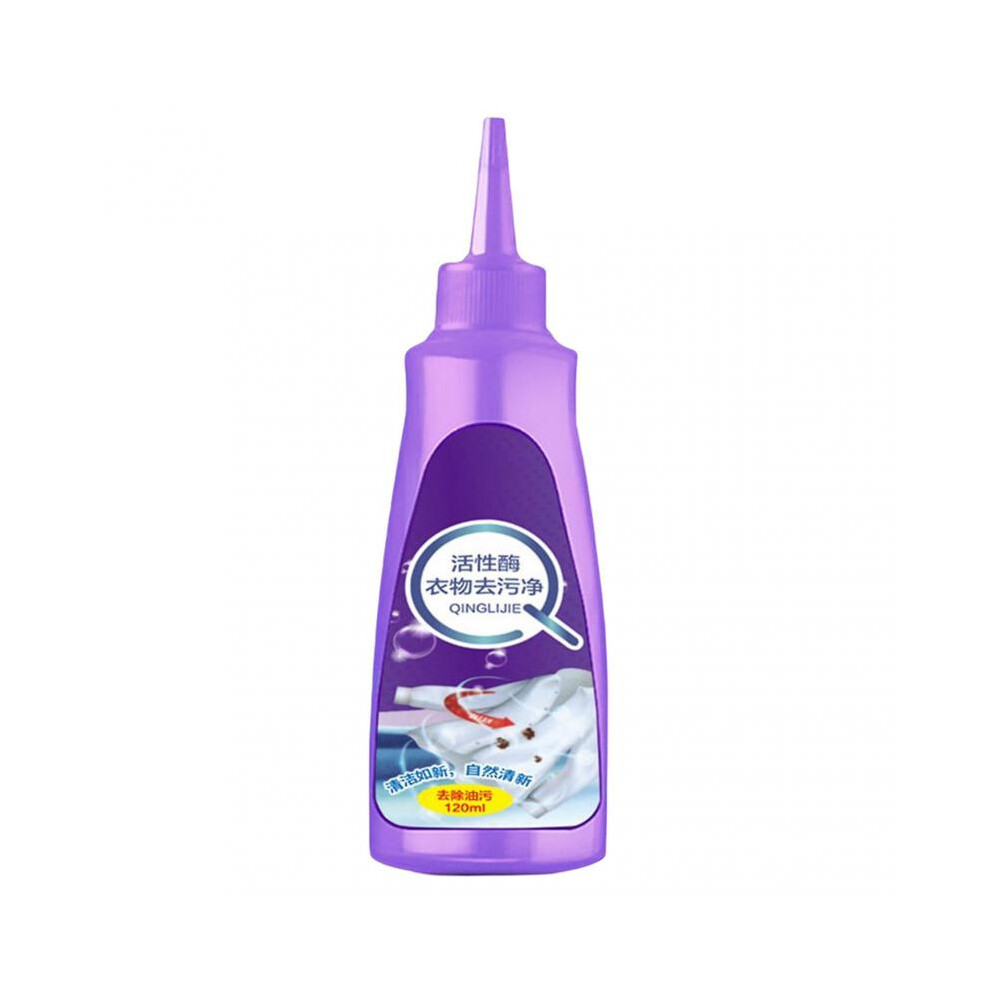 (Purple Bottle) Active Enzyme Clothing Stain Removal Agents 120ml Oil Stains Odour Remover Spray Portable Laundry Stain Remover