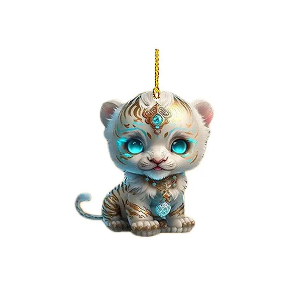 (4)Décoration suspendue voiture animal dessin animé festif décoration acrylique lumineux pour décoration joyeuse maison