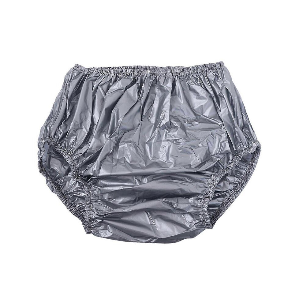 (S, Gray) Leakproof Adult Diaper Cover Water Resistant Incontinence Underwear Plastic Pants Briefs for Disabled Elderly Postpartum  White XL