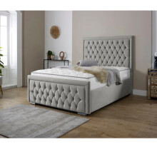 (King 5Ft, Silver) Valencia Plush Velvet Upholstered Bed