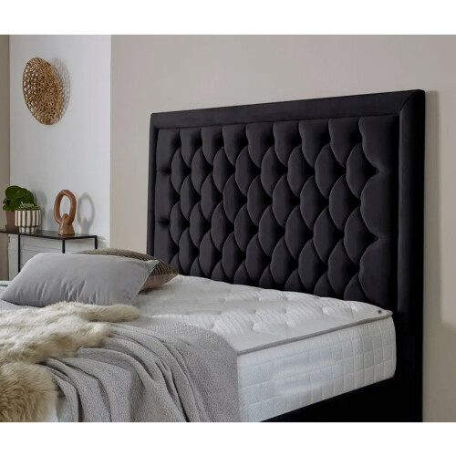 Snugg Furniture (Double 4Ft, Black) Valencia Plush Velvet Upholstered Bed 2