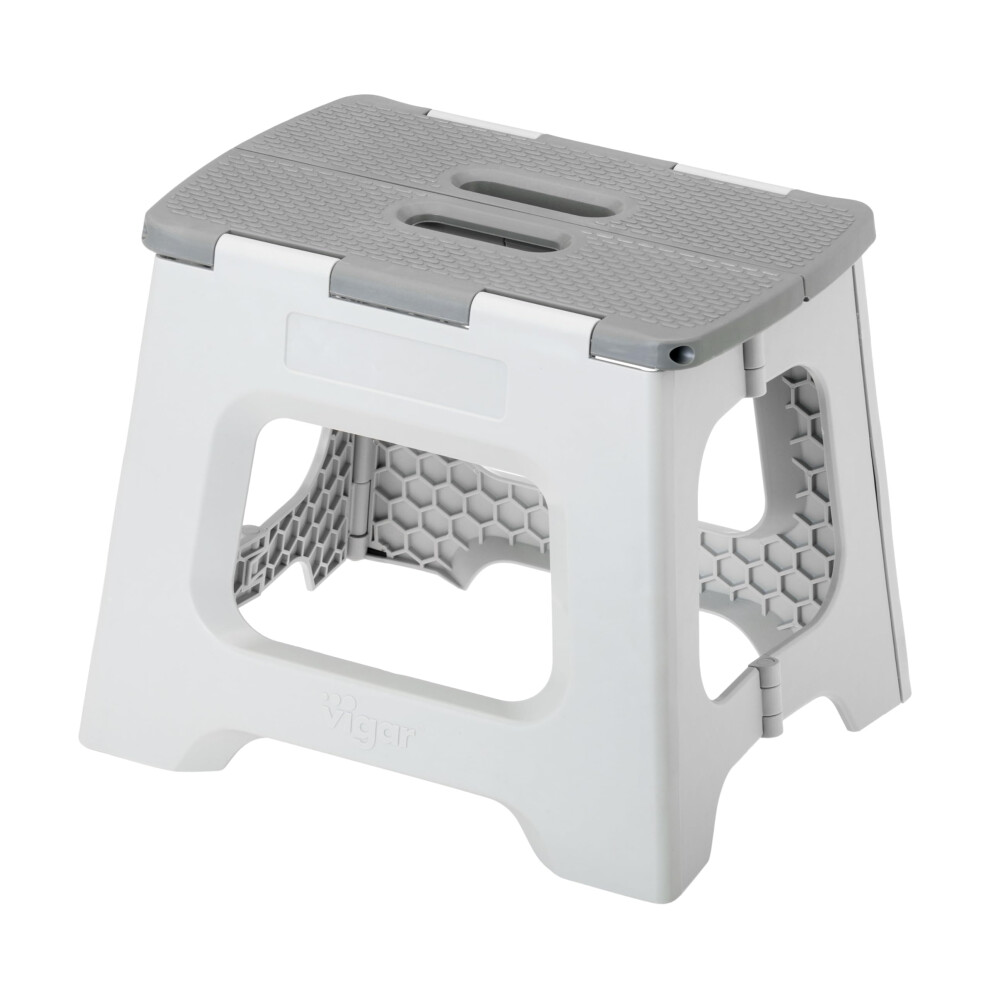 Escabeau compact pliable Vigar pour adultes et enfants, tabouret l   ger de 10,5 pouces, capacit    de 330 lb, tabouret pliable antid   rapant, gris