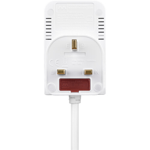 Masterplug 3 Socket 2m Switched Surge Compact Extension Lead White 13A 2