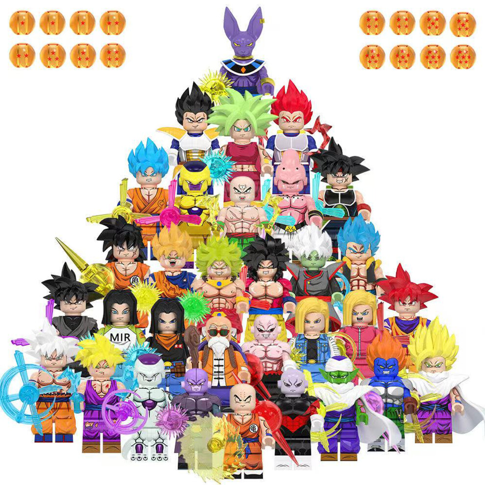 Bonxaif (32Pcs Anime Dragon Ball) 34Pcs Anime Dragon Ball Collect Children's Toys Minifigures Fit Lego