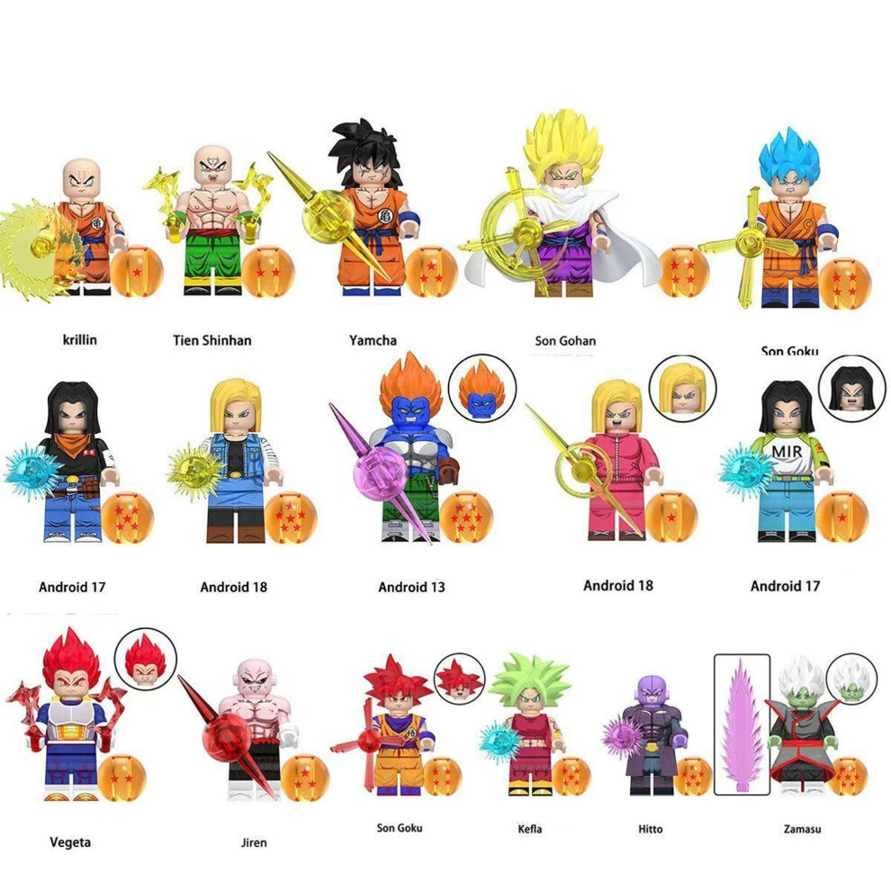 Bonxaif (16Pcs Anime Dragon Ball - B) 34Pcs Anime Dragon Ball Collect Children's Toys Minifigures Fit Lego