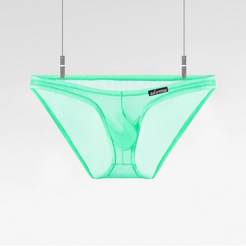 (M, green) Temu Light Transparent Sexy Low Waist Briefs With Breathable Convex Pouch - Ad782