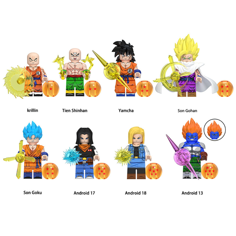 Bonxaif (8Pcs Anime Dragon Ball - D) 34Pcs Anime Dragon Ball Collect Children's Toys Minifigures Fit Lego