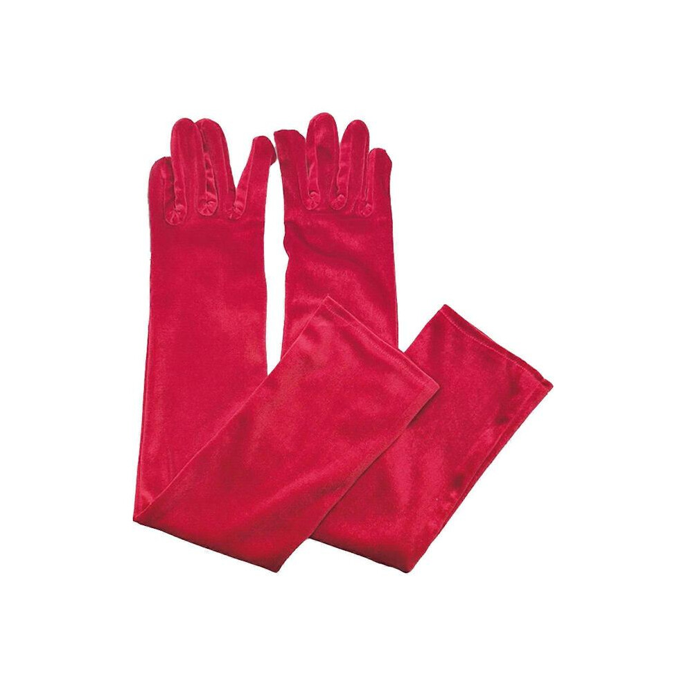 (Red) Wedding Gloves Proms Gloves Pleuche Long Gloves for Operas Women Lady Theme Proms Costume Accessories  Wine Red