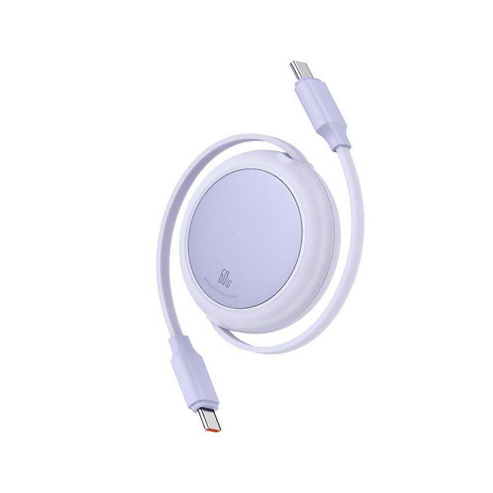 (Purple) Type C Cable, USB C Cable Cord 3.3ft Fast Charge Cord,PD60W Type C Retractable Fast Charging DataSync Cord Purple