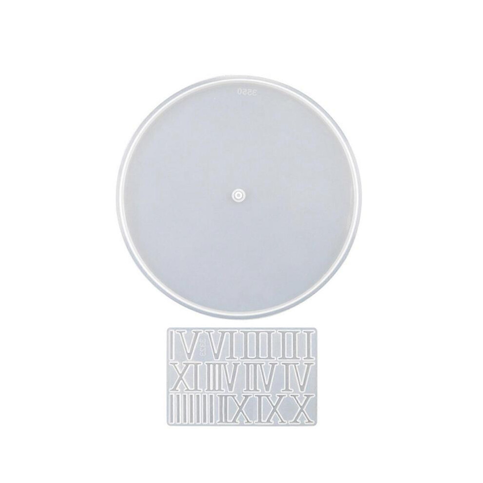 (L, No word round Roman ) Clock Resin Molds Number Clock Silicone Mold Round Epoxy Resin Casting Mold for DIY Crafts Home Decor Wall Art Mold  S