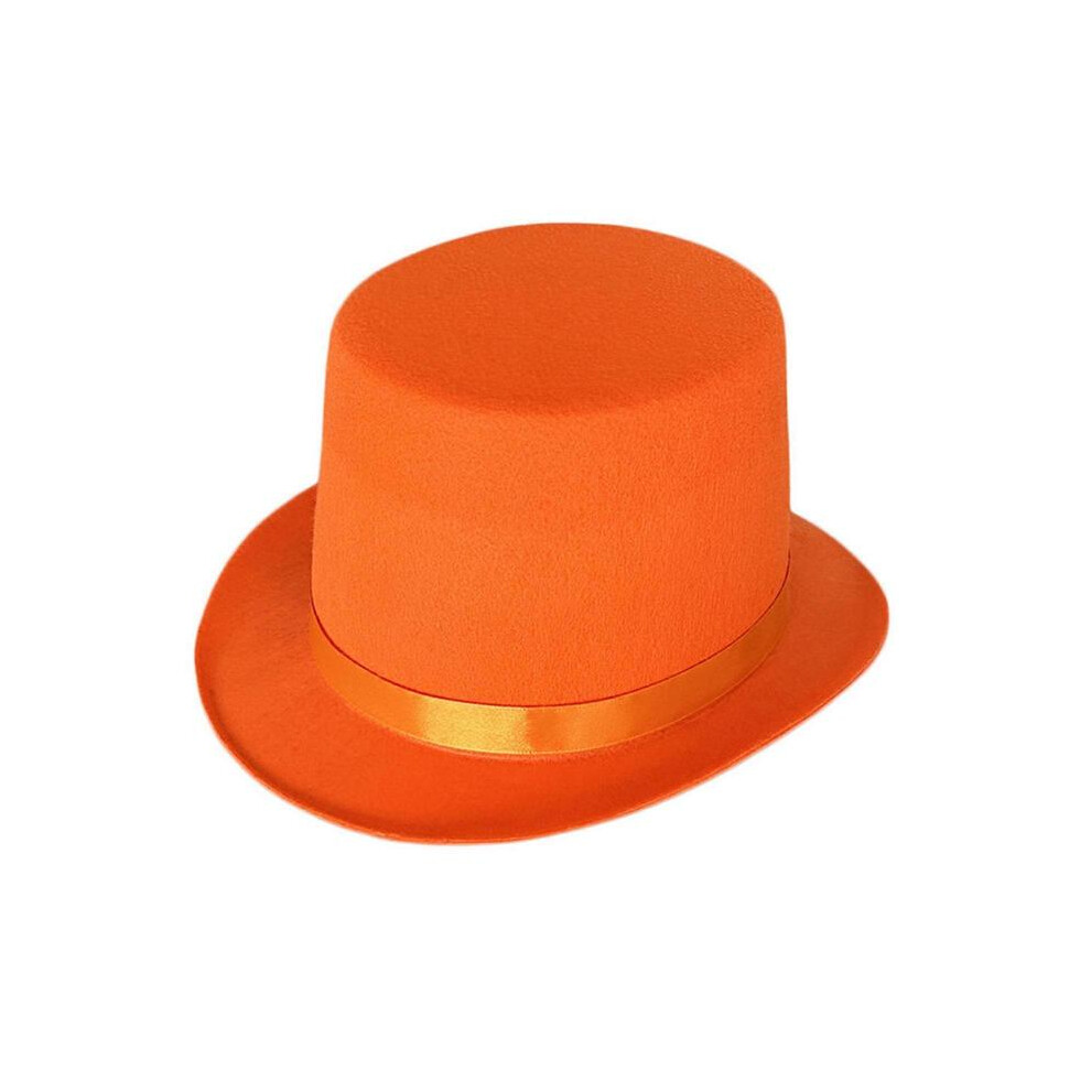 (Orange childrens mo) Solid Color Derby Hat Carnivals Magician Hat Gentleman Hat Party Costume Accessories Two Size Suit Most Adult Kids
