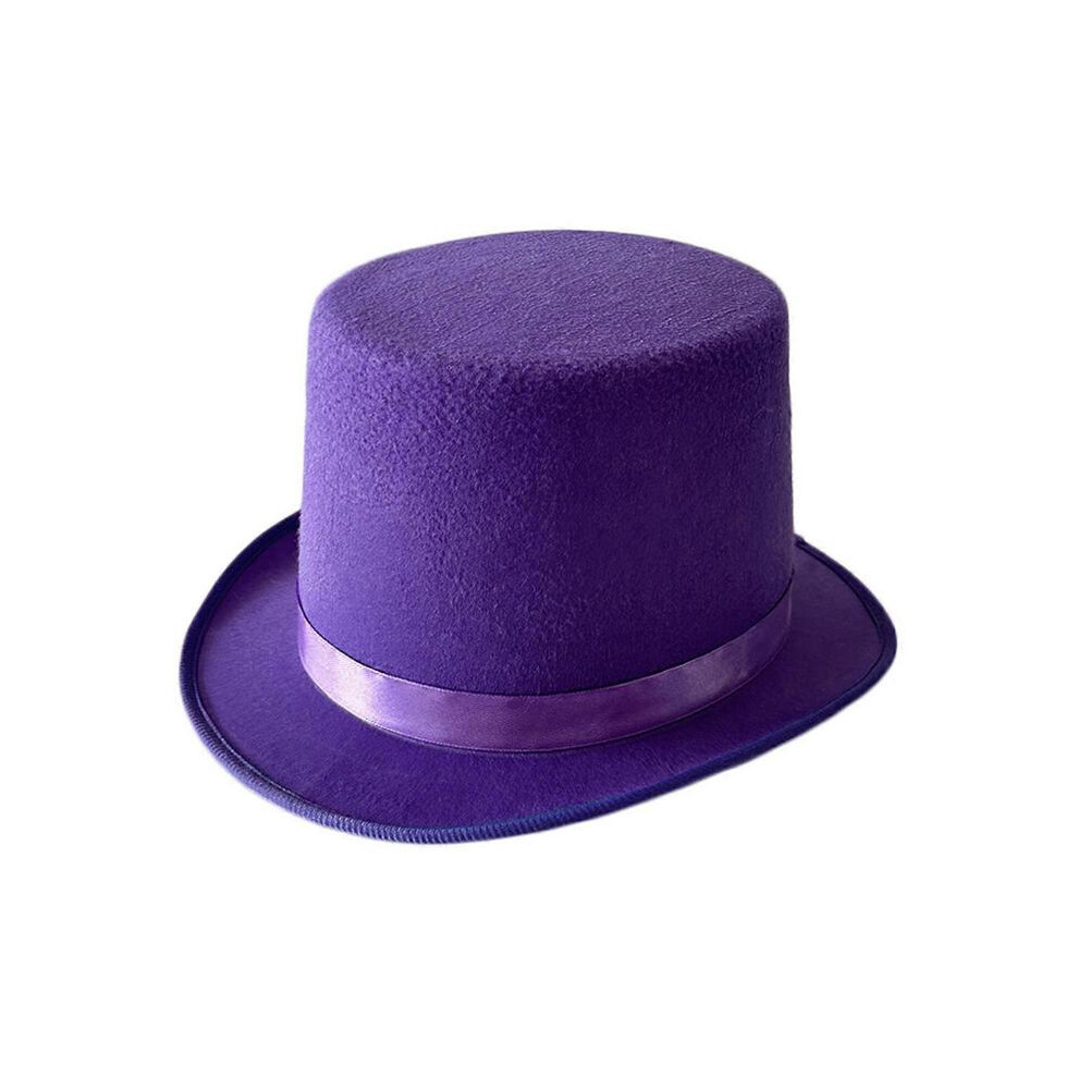 (Purple childrens mo) Solid Color Derby Hat Carnivals Magician Hat Gentleman Hat Party Costume Accessories Two Size Suit Most Adult Kids
