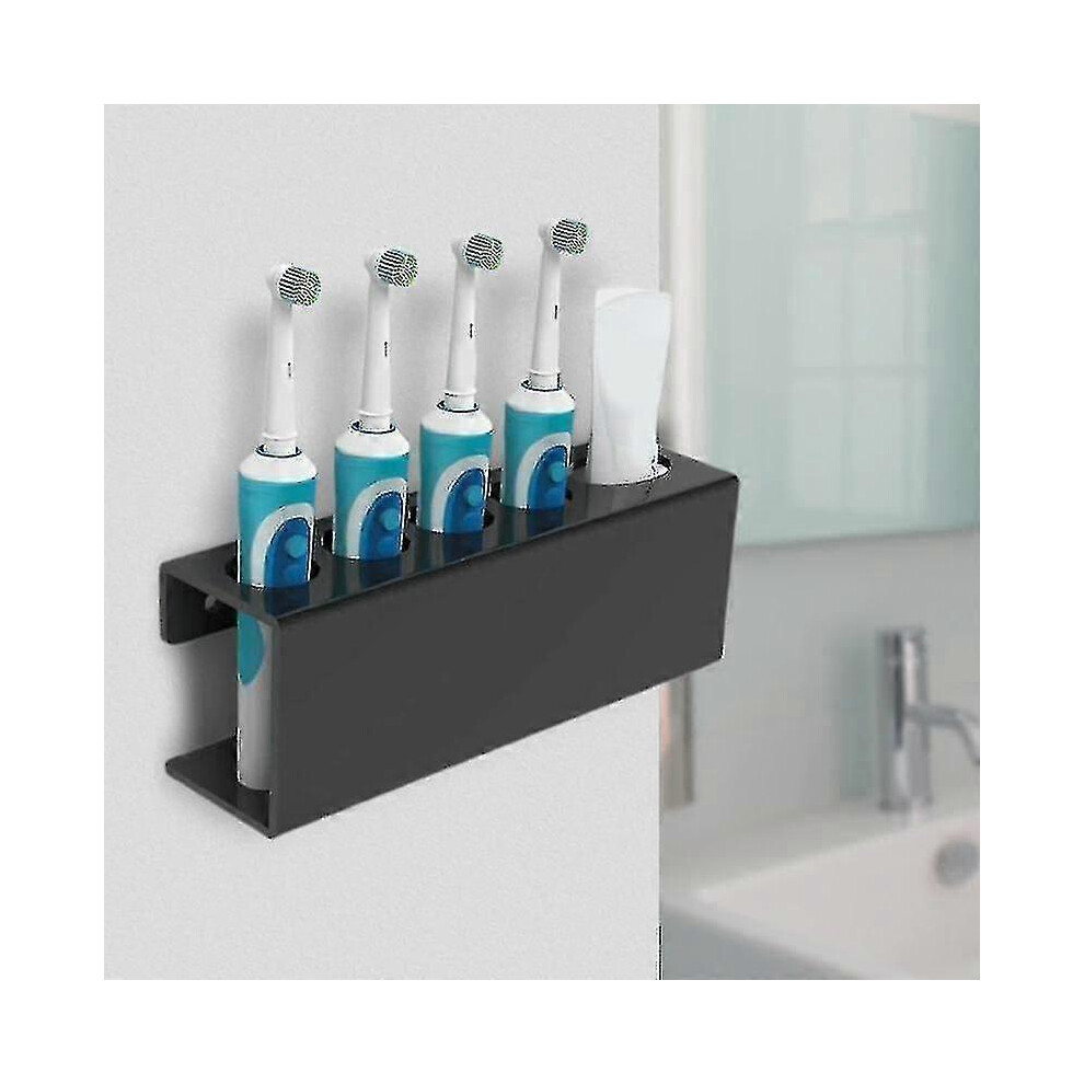 Wall Mounted Electric Toothbrush Holder Toothpaste Holder Bathroom Home, Black