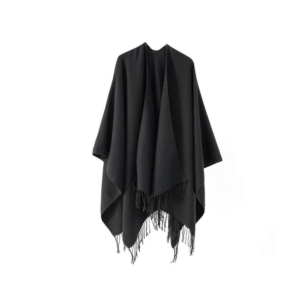 (Black) Women Solid Scarf Cashmere Pashmina Shawls Tassels Hijab Head Wrap Female Thin Autumn Winter Tassels Scarves Blanket  Red