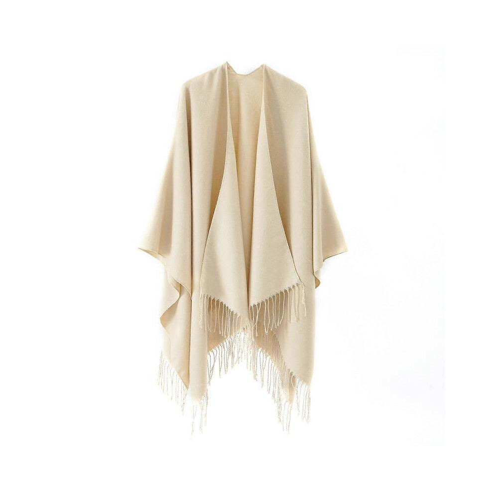 (Beige) Women Solid Scarf Cashmere Pashmina Shawls Tassels Hijab Head Wrap Female Thin Autumn Winter Tassels Scarves Blanket  Red