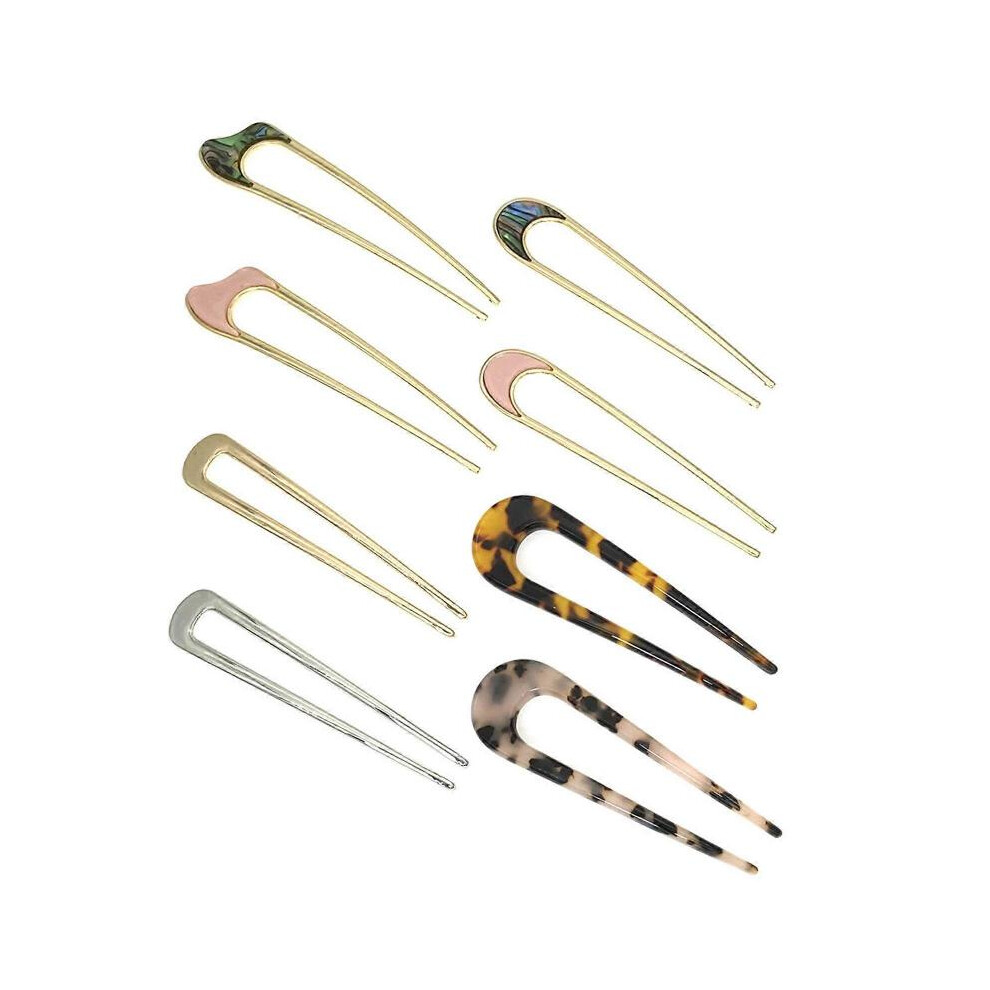(Set 13) Unique Shape Hair Pins Large French Metal Hair Fork For Women Fashionable Bun Elegant Hair Clip Fashion Hairpieces
