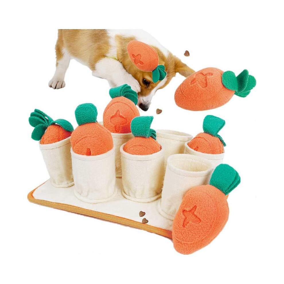 Interactive Dog Toys - Dog Educational Toy, Dog Snuff Pad Educational Feeder, Puppy Chew Toy with 8 Carrot Squeaks