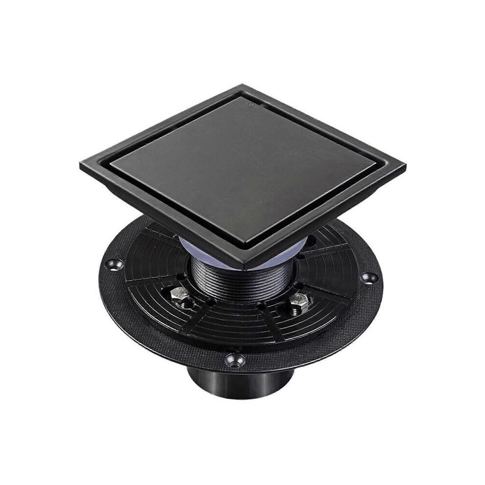 (6 inches, Black) Multifunction 4 Inch Bathroom Floor Drain Steel Square designings Floor Drain Simple Debris Removal Detachable Strainer Basket  6 inches Silver