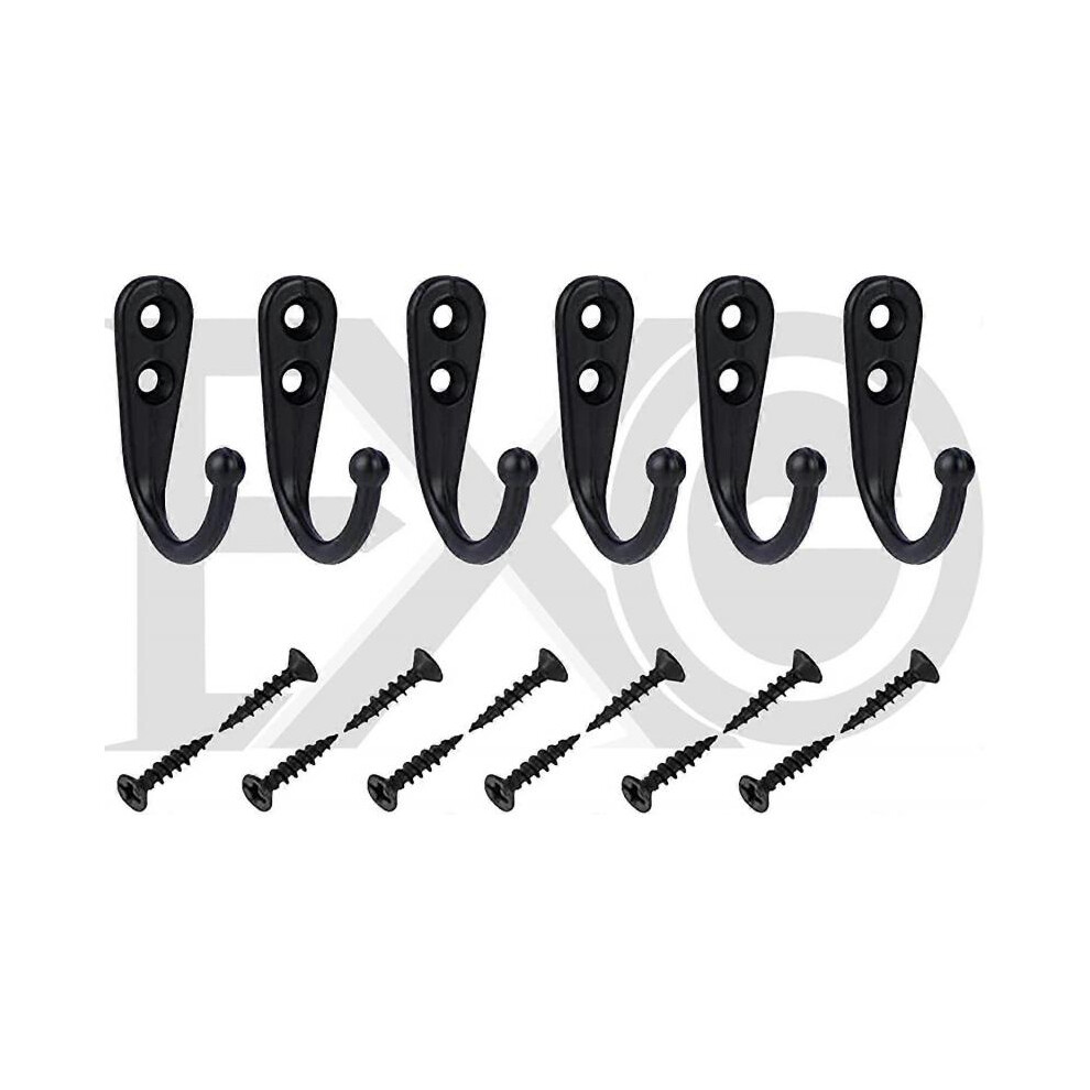 10 Pieces Coat Hooks,Single Prong Robe Hooks ,Coat Hooks Wall Mounted Hanging Clothes for Bathroom Bedroom Door Wall Retro ,  with 10 Screws (Black)