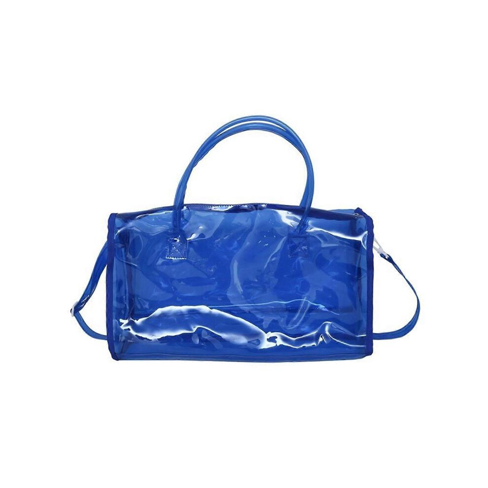 (Blue) Functional Clear Shoulder Bag PVC Handbag Large Capacity Outdoor Sports Crossbody Bags for Individuals  White
