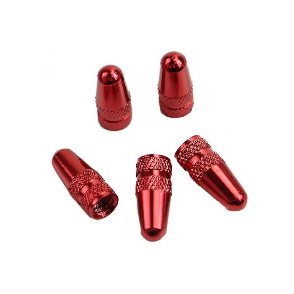 (Red) Pack of 5 ,Bicycle Pressure for Valve Caps Dust Covers Aluminium Bicycle Presta for Valve Caps MTB Bike Road  Red