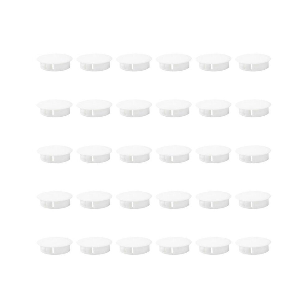 (8mm, Buckle) 30Pcs White Flush Type Panel Plugs Drill Hole Covers Screw Caps Buttons for Kitchen Cabinet and Furniture Hole Coverage  8mm