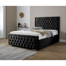 (King 5Ft, Black) Valencia Chenille Fabric Upholstered Bed