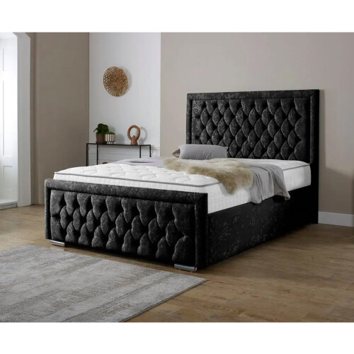Snugg Furniture (King 5Ft, Black) Valencia Chenille Fabric Upholstered Bed