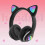 Gaming Headset Fashion Bluetooth Cat Ear Led Light Up Wireless Headset-Green 4