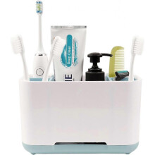 Toothbrush Holder with Drainage Hole,Bathroom Countertop Dispenser Vanity Stand Organizer,Storage for Electric Toothbrush/Razor/Comb and More(Blue)