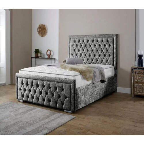 Snugg Furniture (King 5Ft, Silver) Valencia Chenille Fabric Upholstered Bed