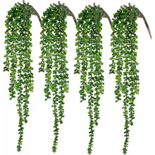 4pcs Artificial Succulents Hanging Plants Fake String of Pearls for Wall Home Garden Decor (24 Inches Each Length)