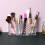 Makeup Brush Holders with 3 Compartment,Acrylic Clear Small Sparkle Eyebrow Pencil Organizer 3