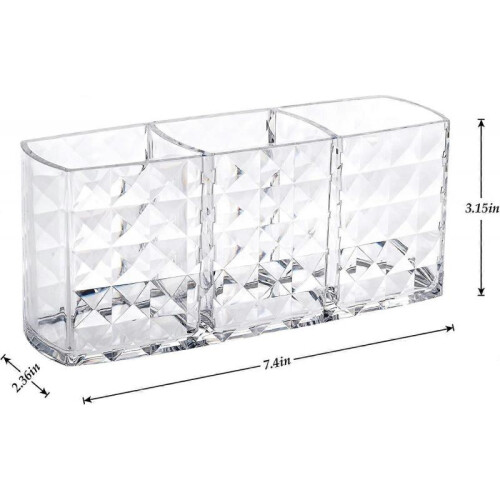 Makeup Brush Holders with 3 Compartment,Acrylic Clear Small Sparkle Eyebrow Pencil Organizer 1