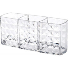 Makeup Brush Holders with 3 Compartment,Acrylic Clear Small Sparkle Eyebrow Pencil Organizer