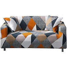 Stretch Sofa Cover Fitted Furniture Cover Printed Sofa Cover Fashionable Fabric Sofa Cover 2 Cushion Sofa (Loveseat, Geometric)