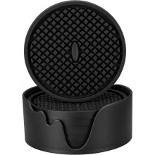 Silicone Coasters Thickened Drink Coasters with Holder - Cup Mat - Non-Slip, Non-Stick, Stay Put, Deep Tray