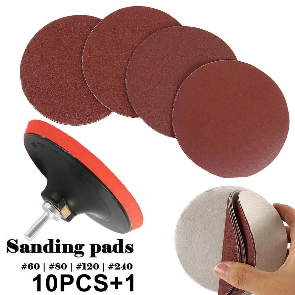 10PCS 5inch Sanding Discs Angle Grinder Rubber Backing Pad Sander Hook and Loop