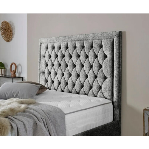 Snugg Furniture (Double 4Ft, Silver) Valencia Chenille Fabric Upholstered Bed 2