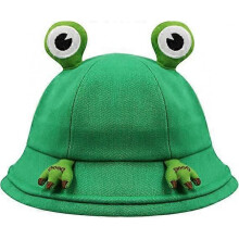 Cute Frog Kids Bucket Hat Cotton Wide Brim Bucket Sun UV Protective Hat for Toddlers Girls Boys