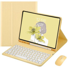 Ipad Keyboard Case with Mouse Retro Round Key Caps Detachable