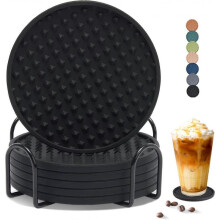 Drink Coasters Set with Holder, Silicone Coasters Tabletop Protection , Coasters for Drinks