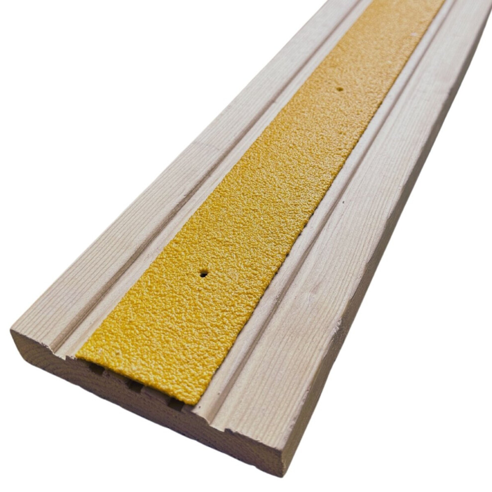 (500mm x 50mm) Yellow Anti-Slip Decking Strips – 50mm GRP Stair Treads for Outdoor Safety