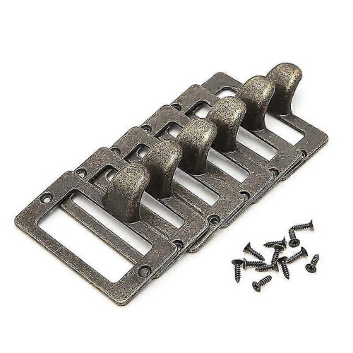 6x Handle File Name Card Cabinet Label Holder Antique Brass Drawer Pull Frame