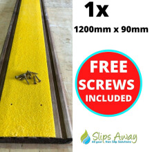 (1, 1200mm x 90mm) Extra Wide Non Slip Decking Strips GRP Heavy Duty Pro Grade 90mm - YELLOW