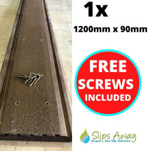 (1, 1200mm x 90mm) Extra Wide Non Slip Decking Strips GRP Heavy Duty Pro Grade 90mm - BROWN
