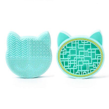 Makeup Brush Cleaning Pad with Brush Drying Rack, Silicone Cat Shaped Brush Cleaning Pad Pack